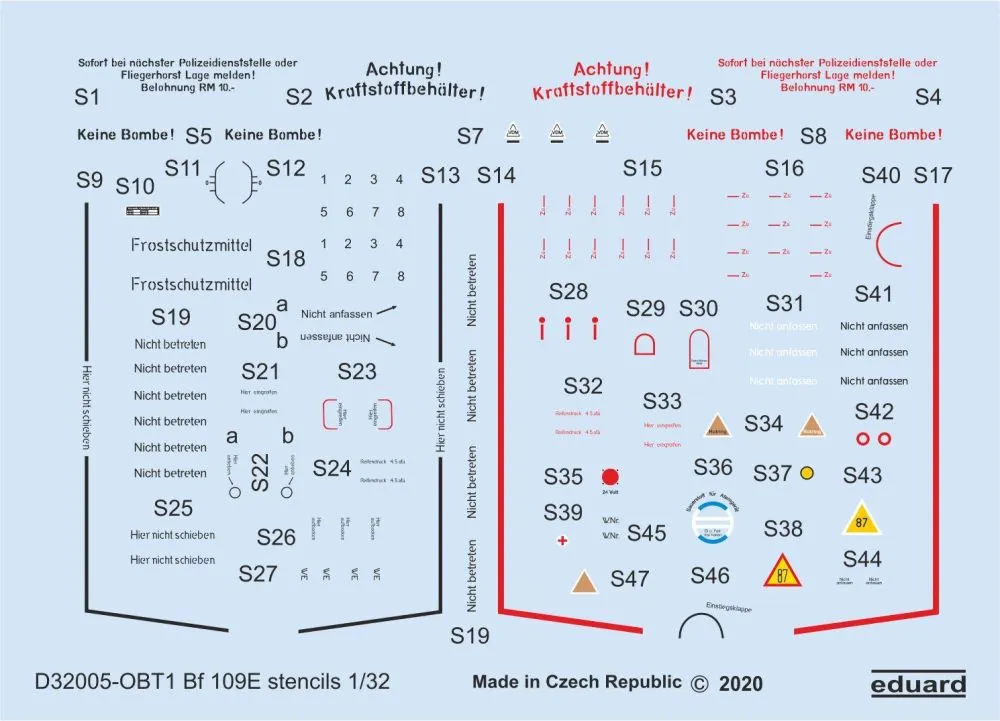Bf 109E stencils 1:32