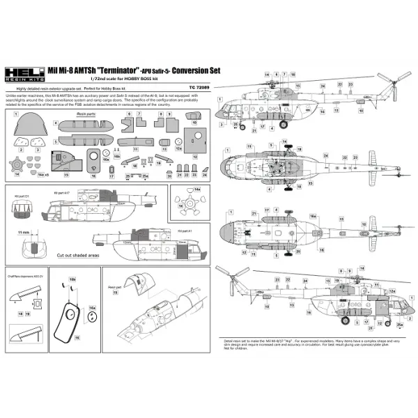 Mil Mi-8AMTsh "Terminator (APU Safir-5) conversion set 1:72