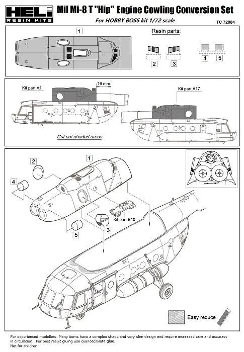 Mil Mi-8T correct engine cowling for Hobby Boss 1:72