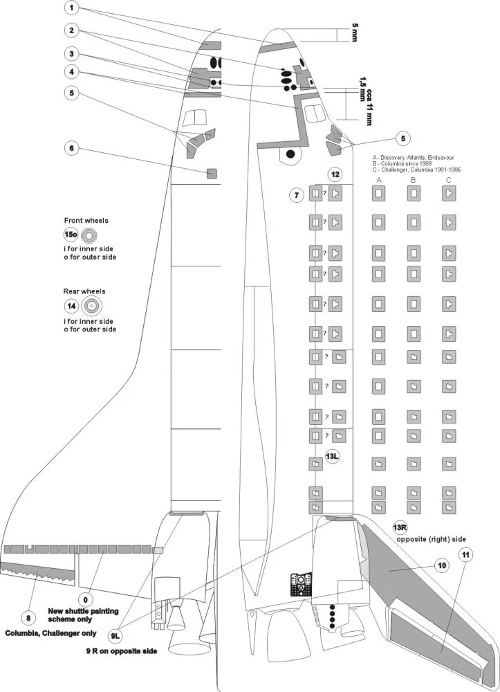 Space Shuttle mask for Revell 1:144