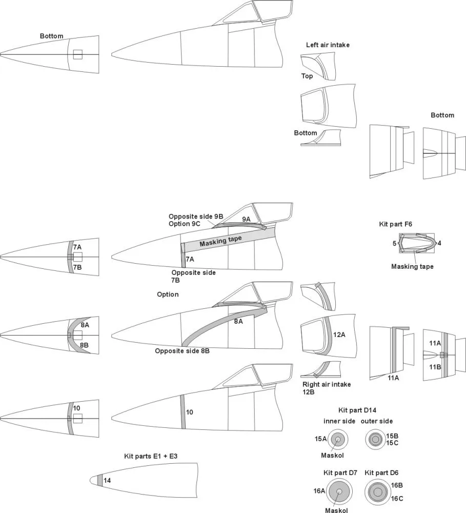F-106A Delta Dart ADVANCED mask for Trumpeter 1:48