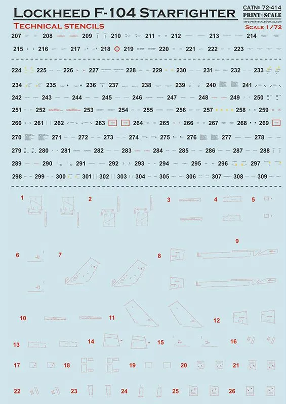 F-104 Starfigter technical stencils 1:72