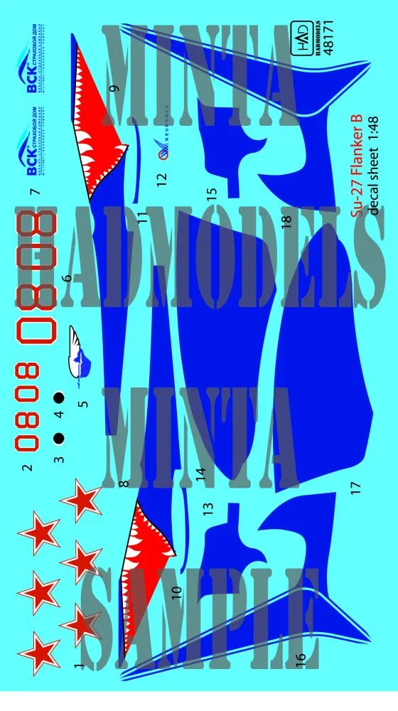 Su-27 Flanker B (Russian 08 shark) 1:48