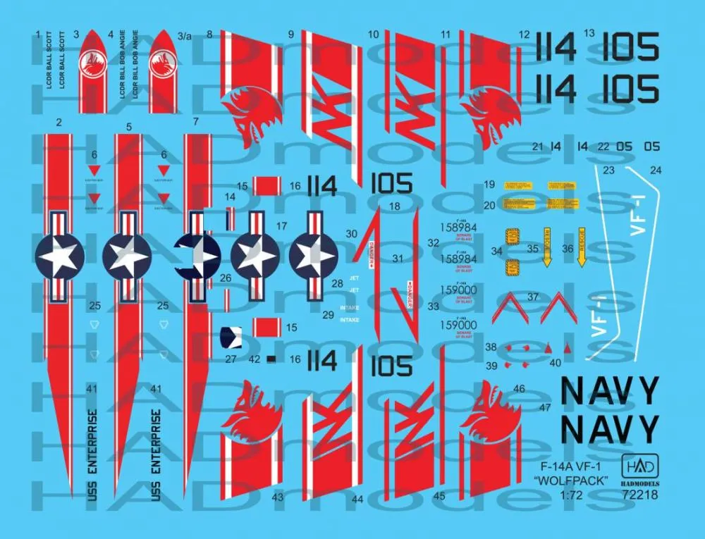 F-14A VF-1 Wolfpack USS Enterprise 1:72