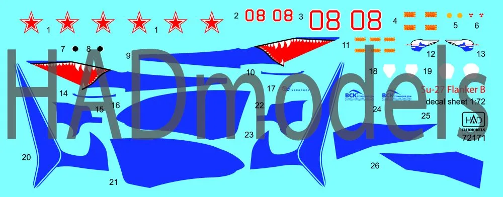 Su-27 Flanker B (Russian 08 shark) 1:72