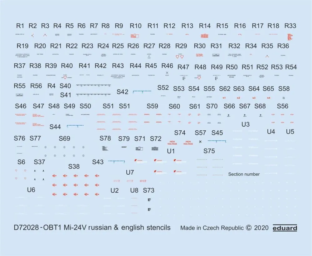 Mi-24V stencils Russian & English 1:72