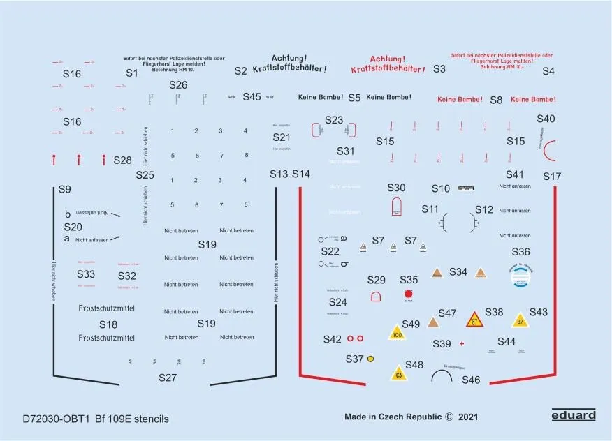 Bf 109E stencils 1:72