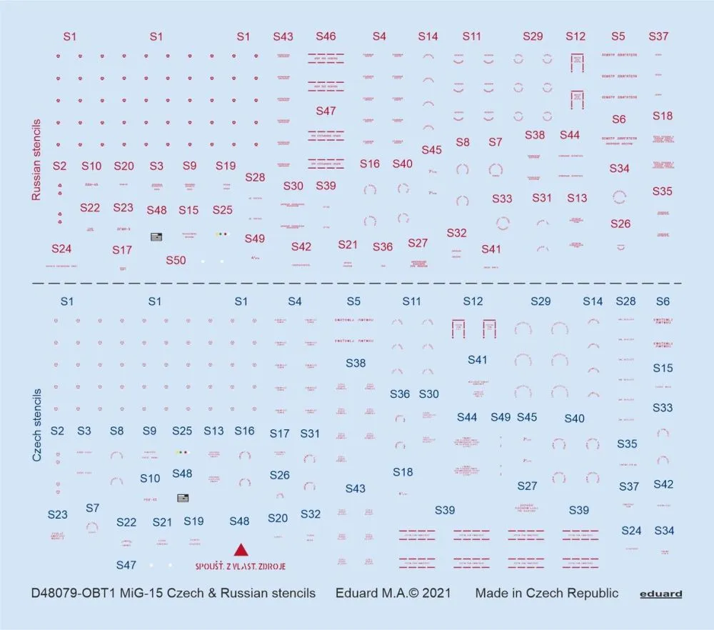 MiG-15 Czech & Russian stencils 1:48