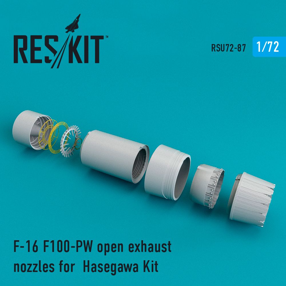 F-16 F100-PW open exhaust nozzles for Hasegawa 1:72