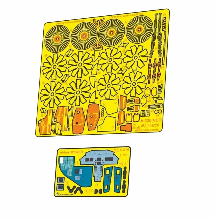 Airbus A320neo detail set (color) for Zvezda 1:144