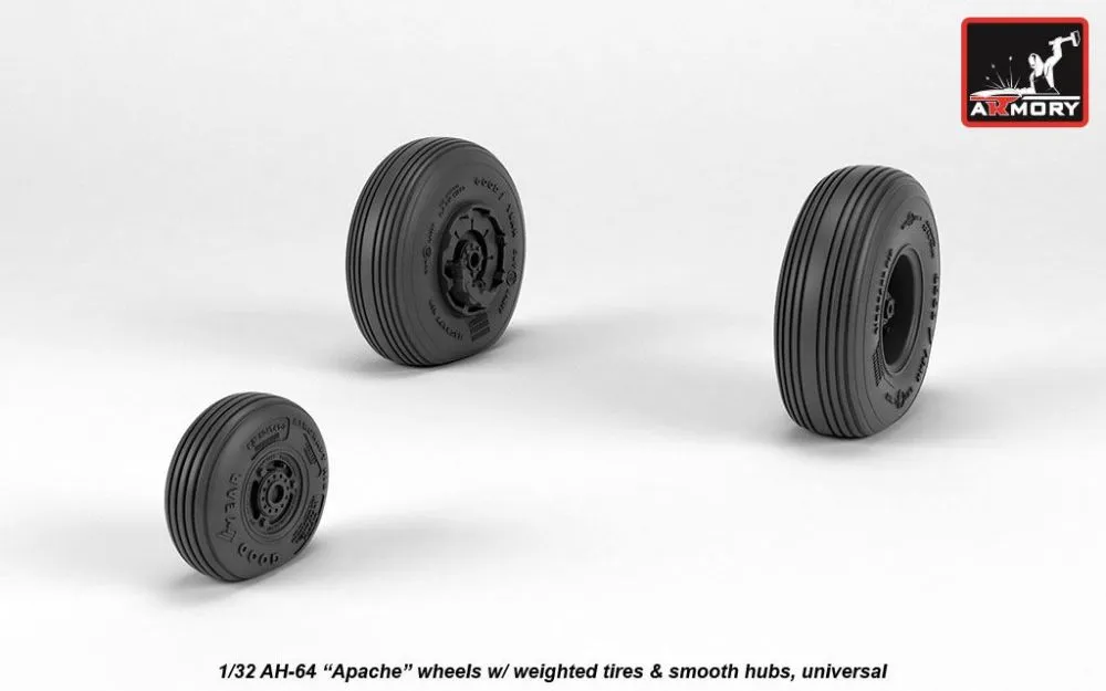 AH-64 Apache wheels, mooth hubs 1:32