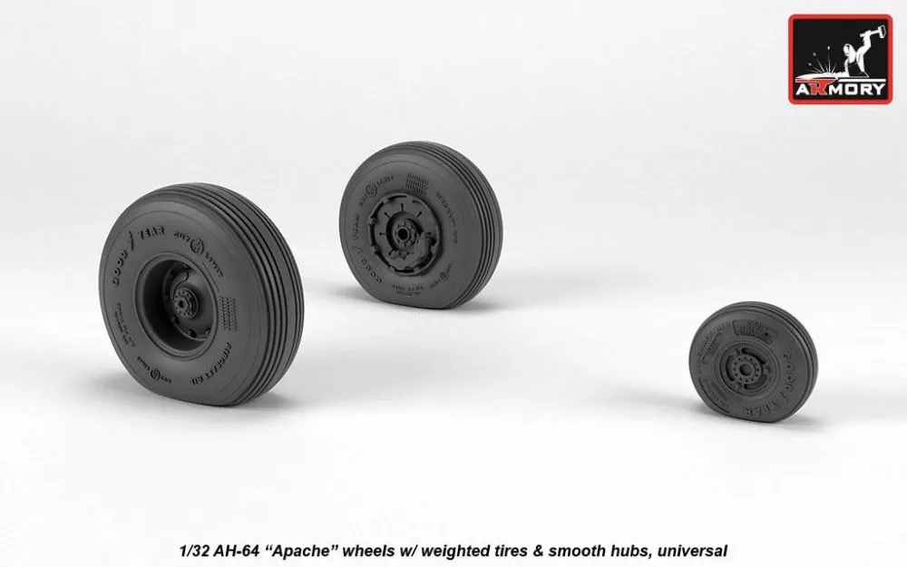AH-64 Apache wheels, mooth hubs 1:32