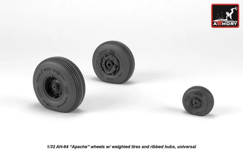 AH-64 Apache wheels, ribbed hubs 1:32