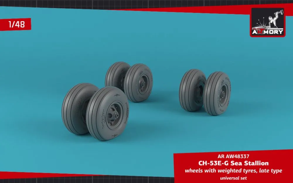 CH-53 Sea Stallion wheels w/ weighted tires, late 1:48
