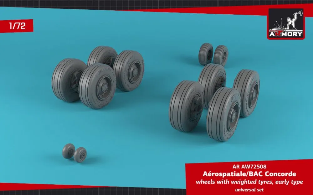 Concorde wheels w/ weighted tires, early 1:72