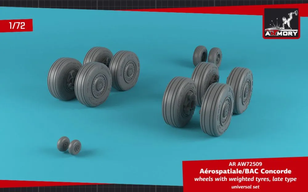Concorde wheels w/ weighted tires, late 1:72