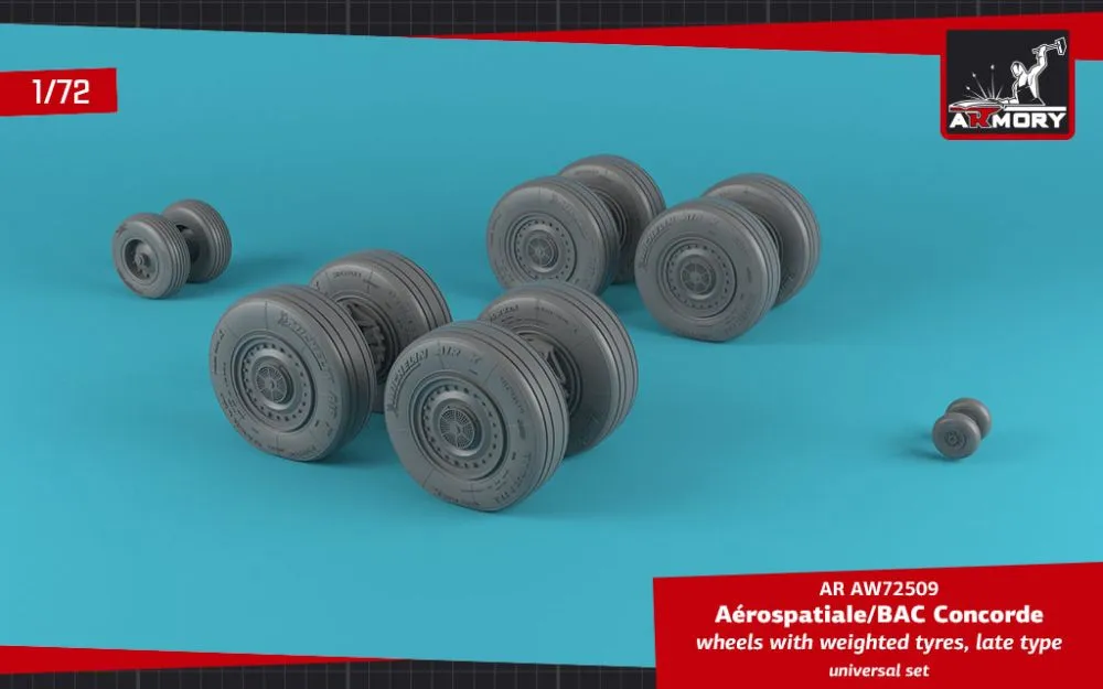 Concorde wheels w/ weighted tires, late 1:72