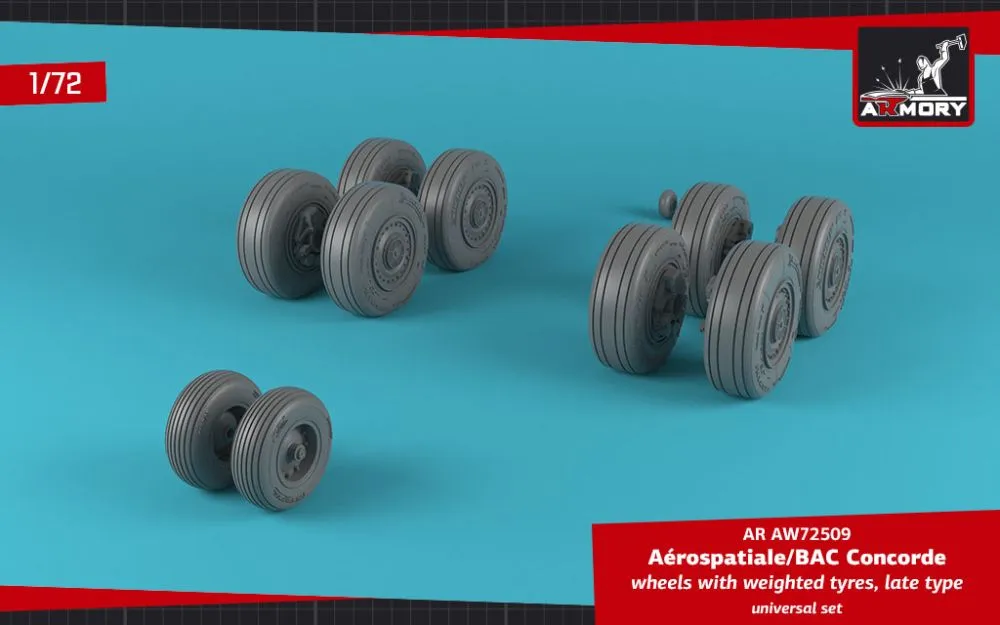 Concorde wheels w/ weighted tires, late 1:72