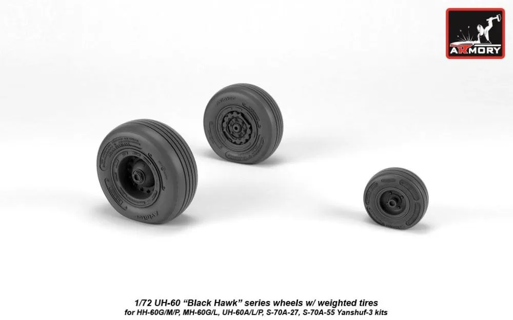 UH-60 Black Hawk wheels w/ weighted tires 1:72