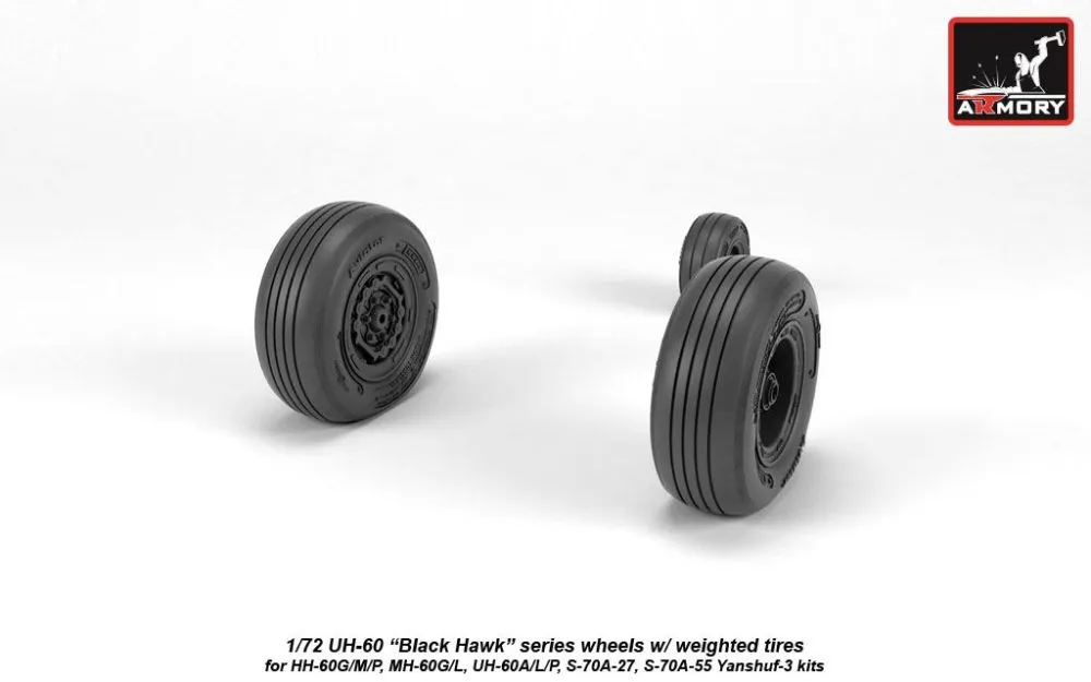 UH-60 Black Hawk wheels w/ weighted tires 1:72