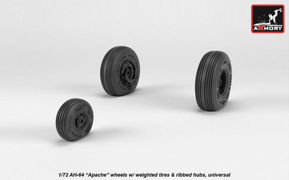 AH-64 Apache wheels w/ ribbed hubs 1:72