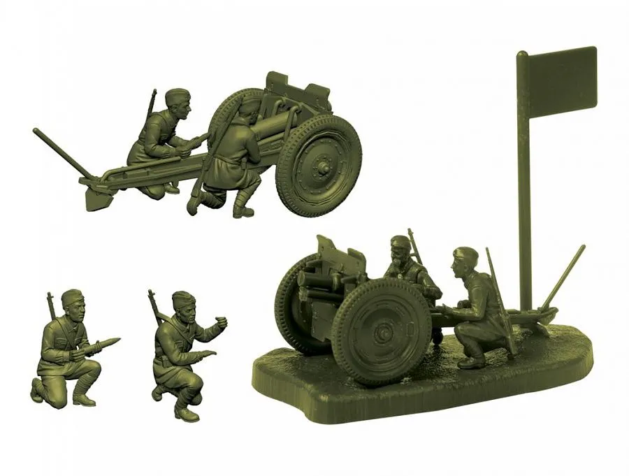 Soviet 76mm Infantry Gun with Crew WWII 1:72