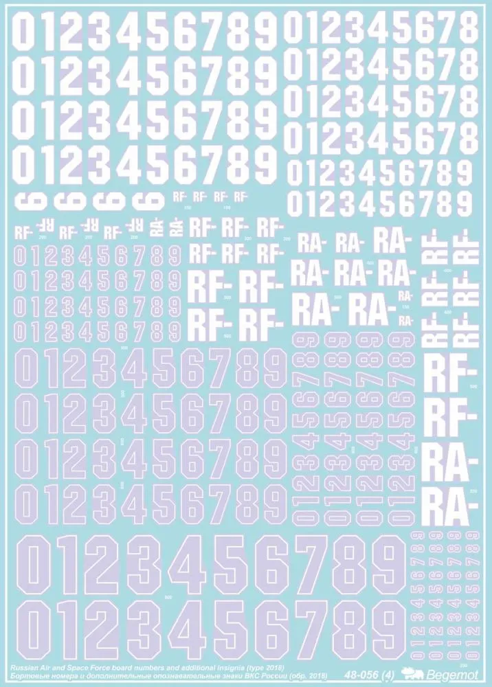 Russian VKS board numbers and writing (2018) 1:48