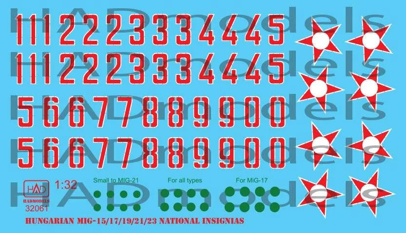 MiG-15/17/19/21/23 Hungarian national insignias 1:32