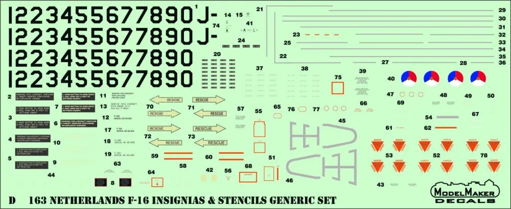 F-16 Netherlands Insignias & stencils 1:48