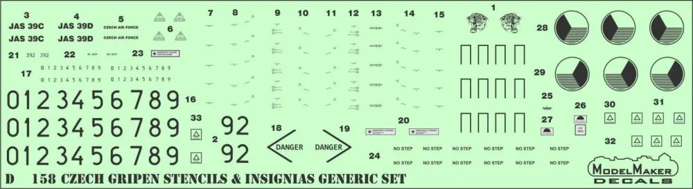 JAS 39 Gripen Czech Stencils & Insignias 1:48