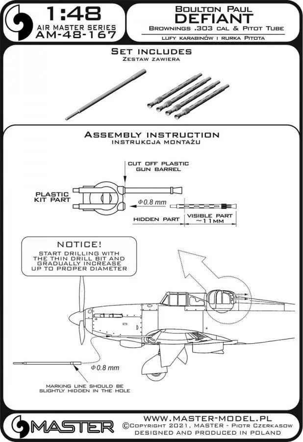 Boulton Paul Defiant - Pitot tube & Browning barrels 1:48