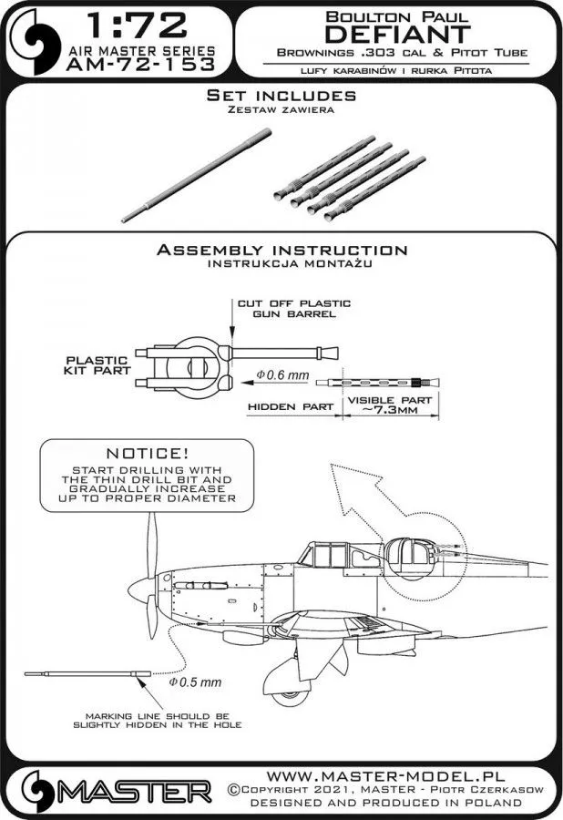 Boulton Paul Defiant - Pitot tube & Browning barrels 1:72