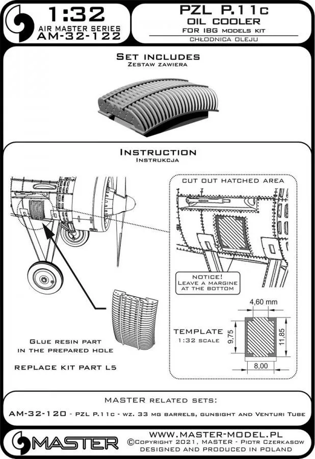 PZL P11 - oil cooller 1:32