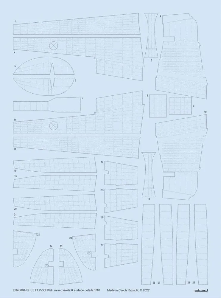 P-38F/ G/H raised rivets & surface details 1:48
