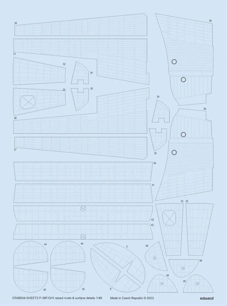 P-38F/ G/H raised rivets & surface details 1:48
