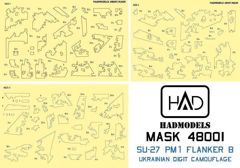 Su-27 PM1 Ukrainian digit camouflage MASK 1:48