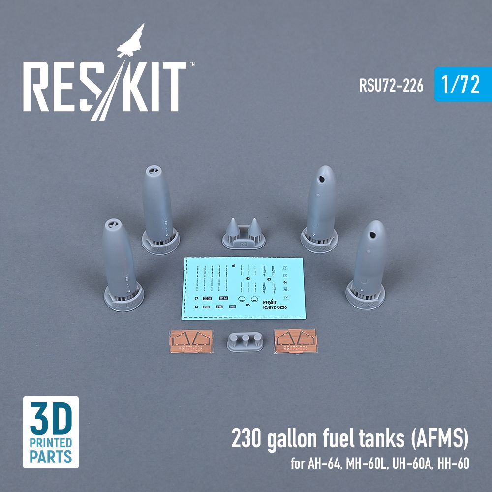 230 gallon fuel tanks (AFMS) for AH-64, MH-60 1:72
