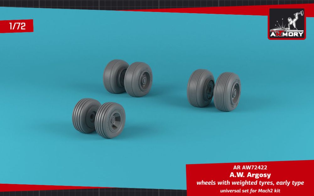A.W. Argosy wheels w/ weighted tires, early version 1:72