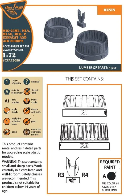MiG-23ML/P exhaust and air scoops 1:72