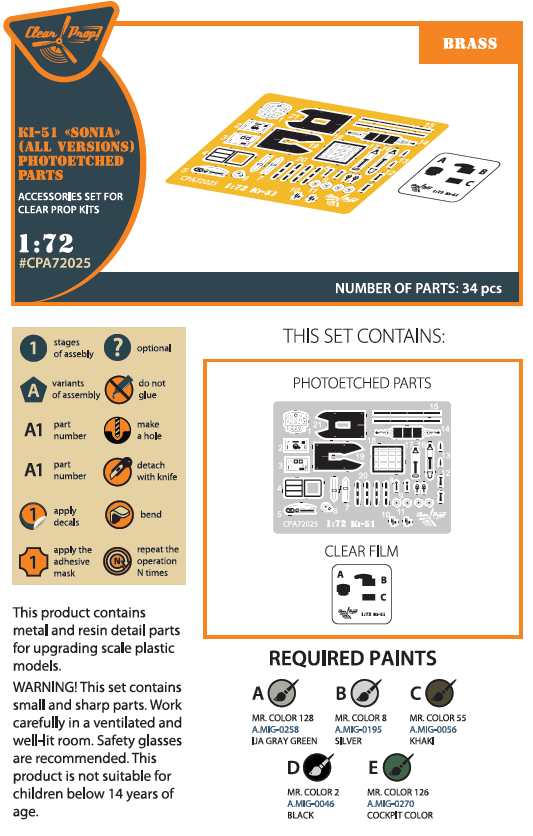 Ki-51 Sonia PE parts (all versions) 1:72