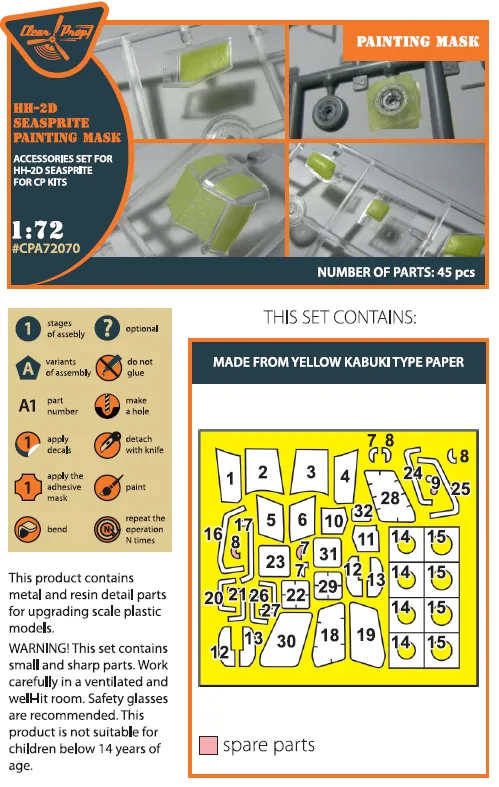 HH-2D SEASPRITE mask for Clear Prop 1:72