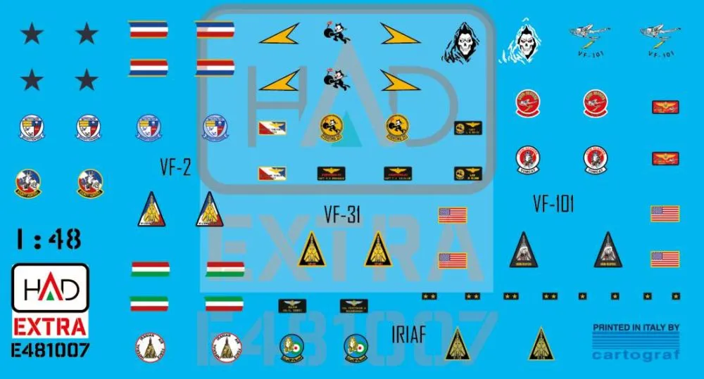 F-14A/D helmet & dress sewing markings VF-2, VF-101, VF-31 1:48