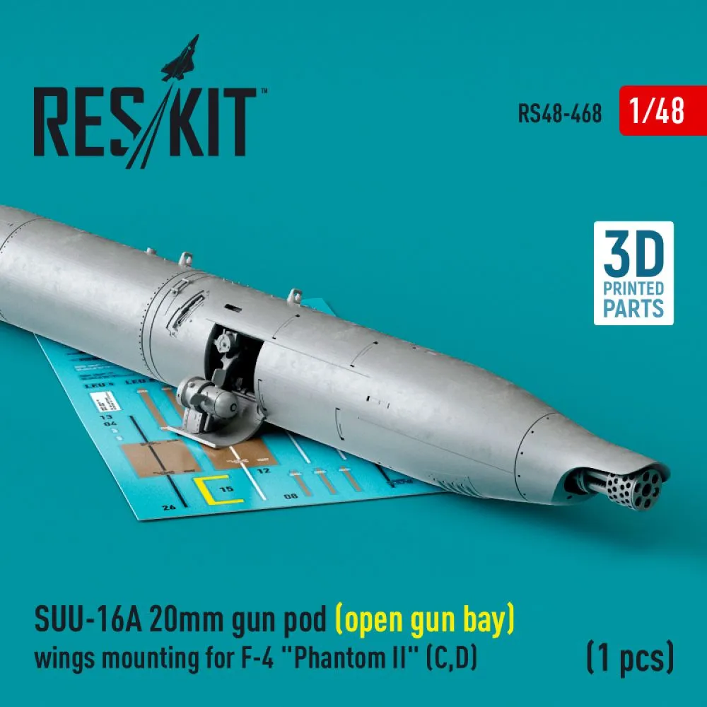 SUU-16A 20mm gun pod (open gun bay) wings mounting for F-4C/D 1:48