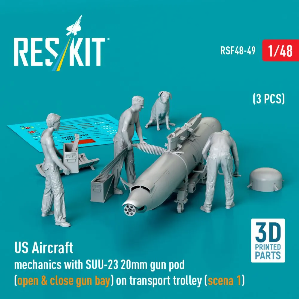 US Aircraft mechanics with SUU-23 20mm gun pod 1:48