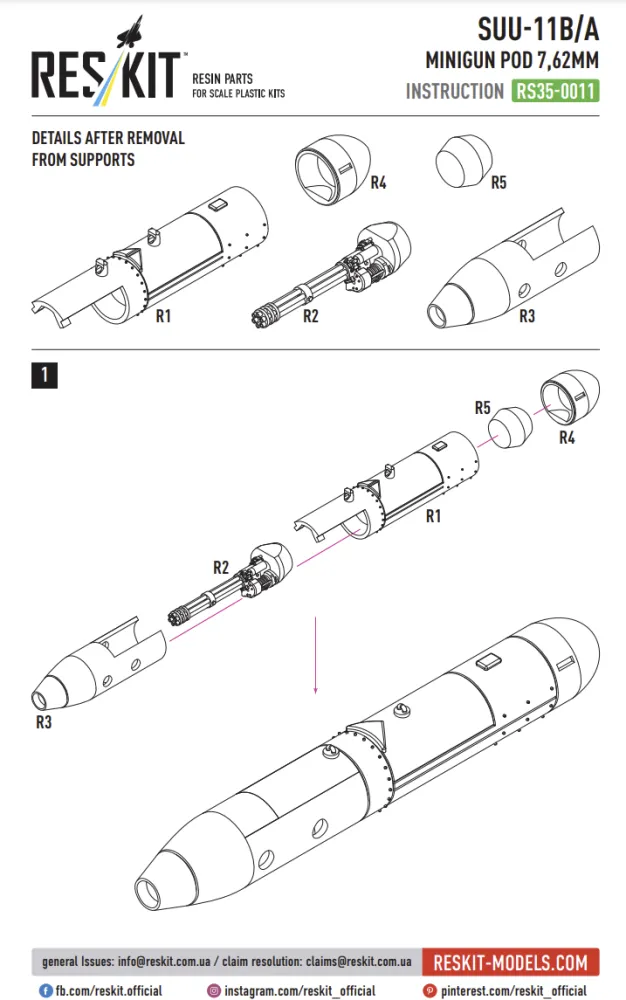 SUU-11B/A Minigun pod 7,62mm 1:35