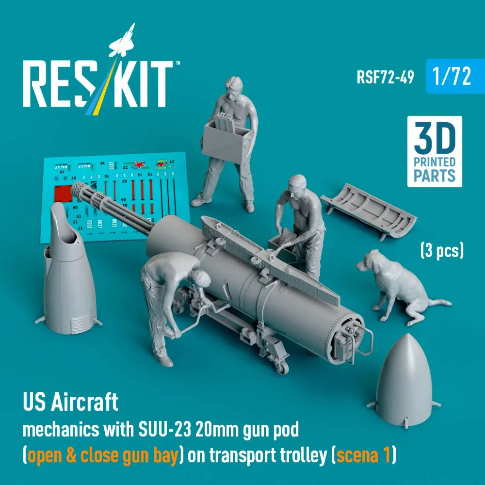 US Aircraft mechanics with SUU-23 20mm gun pod 1:72