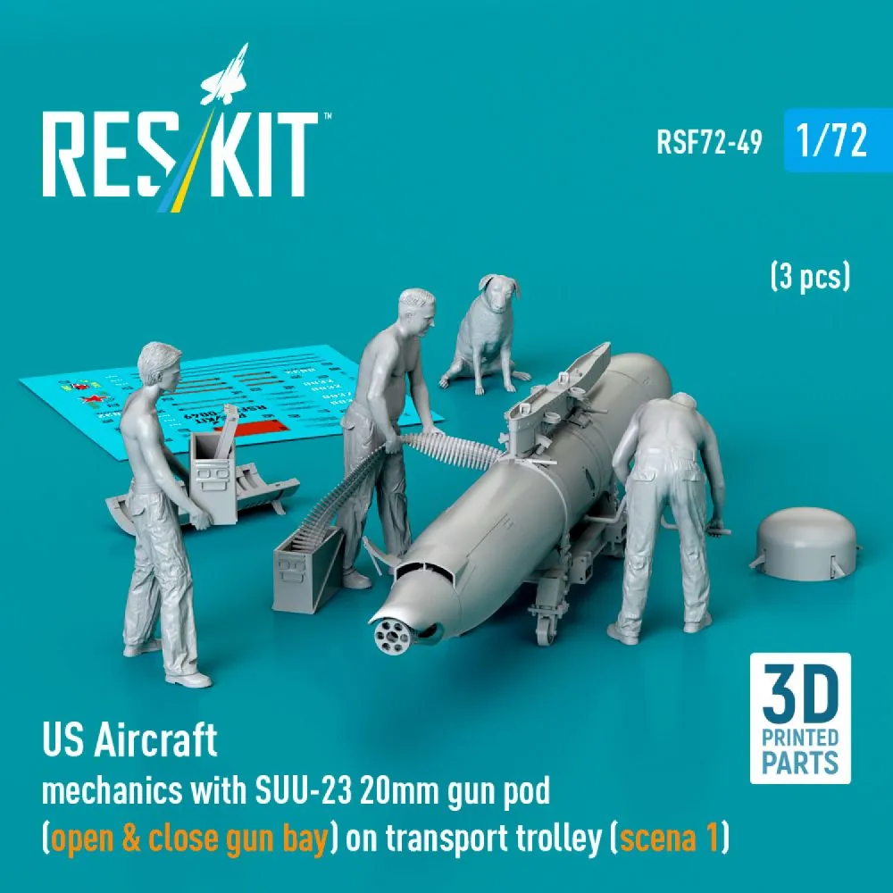 US Aircraft mechanics with SUU-23 20mm gun pod 1:72