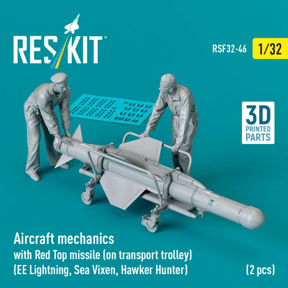 Aircraft mechanics with Red Top missile (on transport trolley) 1:32