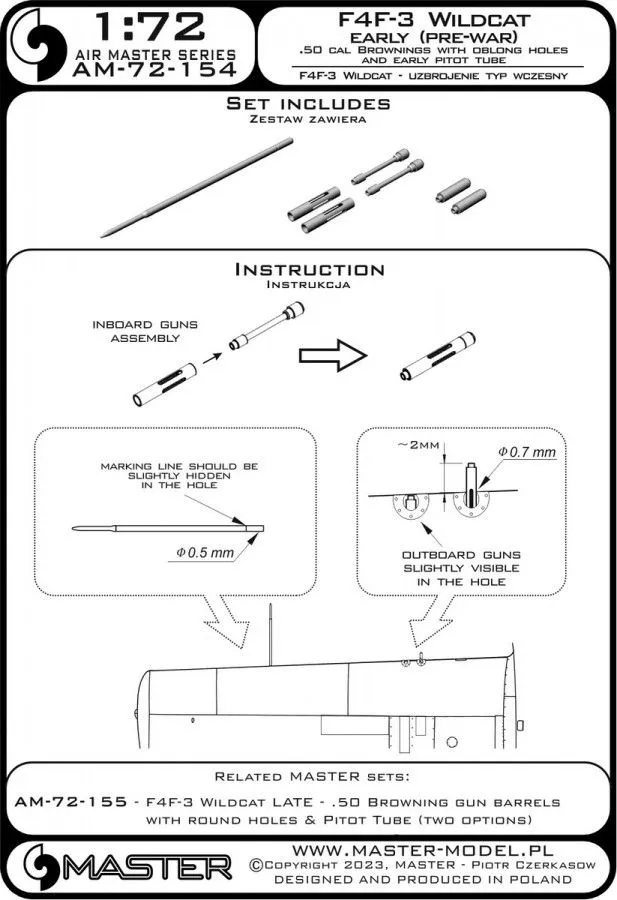 F4F-3 Wildcat EARLY barrels & Pitot Tube 1:72