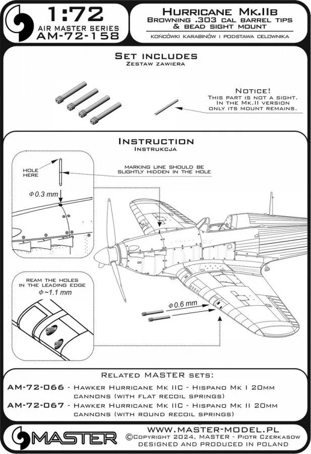 Hurricane Mk.IIb - barrel tips & bead sight mount 1:72